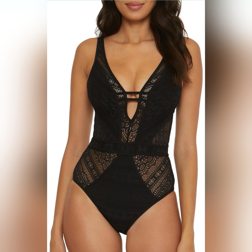 BECCA Black Lace One Piece Swimsuit